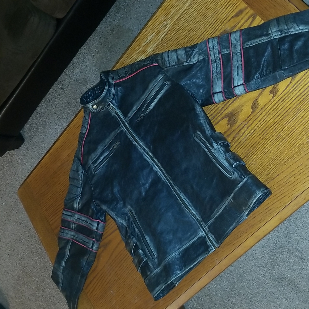 Real leather 80s vintage cafe racing jacket